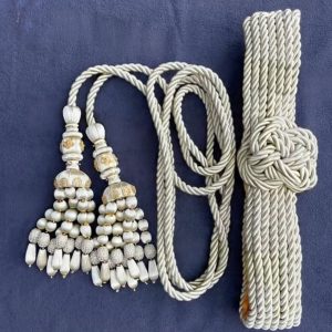 White Ceremonial Cincture Cord with Decorative Tassels