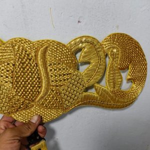 Gold Ornamental Embroidered Appliqué Panel