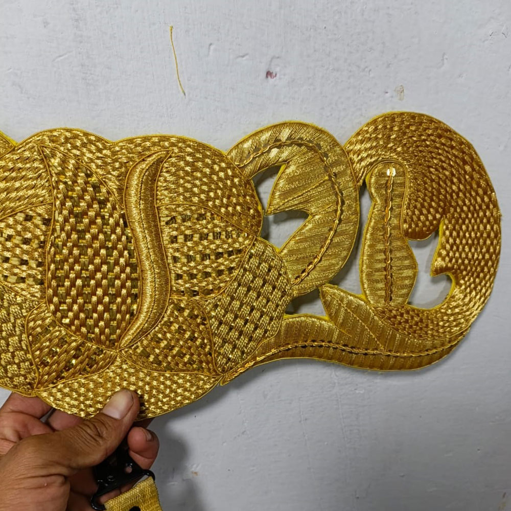 Gold Ornamental Embroidered Appliqué Panel