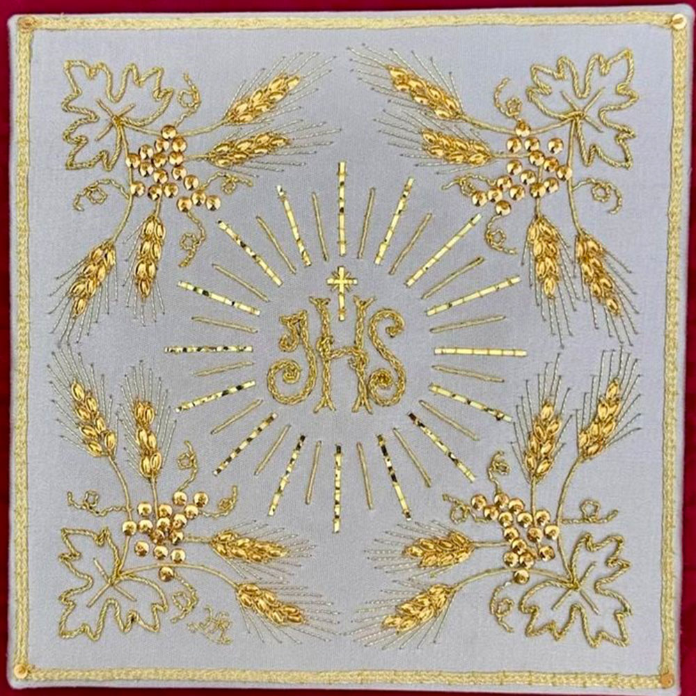 IHS Gold Embroidered Chalice Pall
