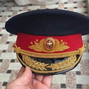 Red & Black Gold Embroidered Ceremonial Visor Cap