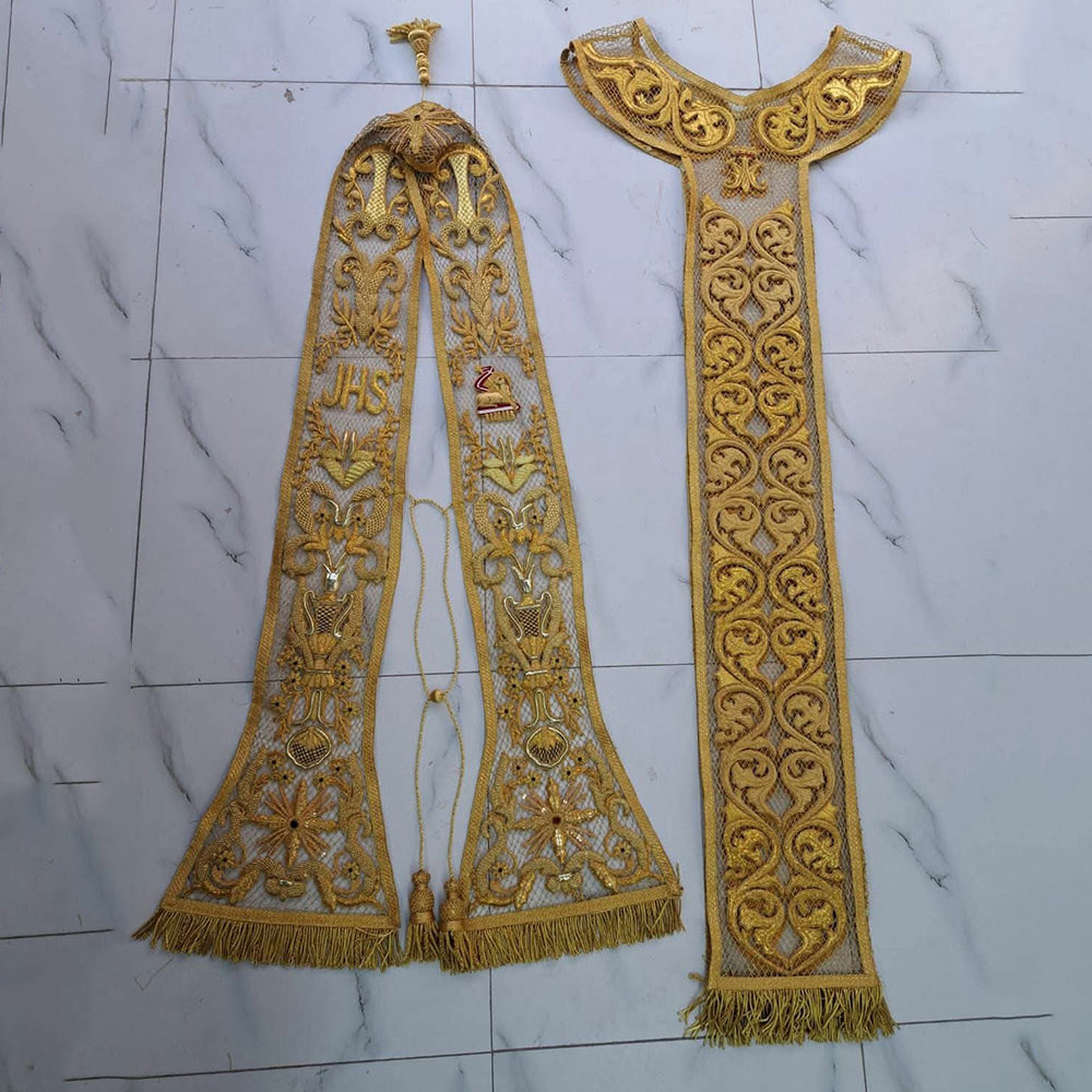 Gold Ecclesiastical Embroidered Vestment Panel Set